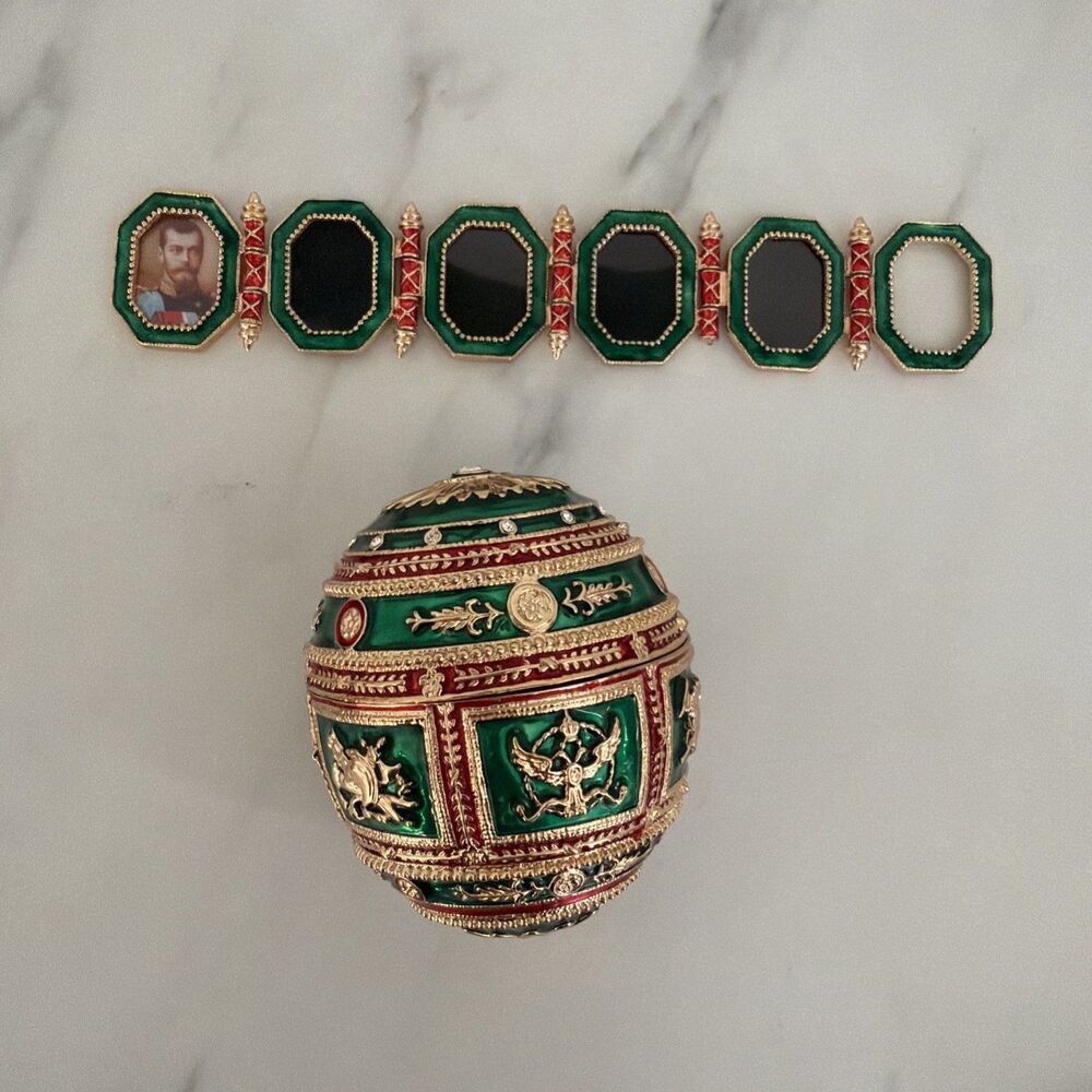 Faberge Imperial Napoleonic Egg Replica Made By AKM Includes Frames No Stand